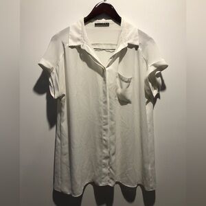 White Short Sleeve Button-Up Shirt